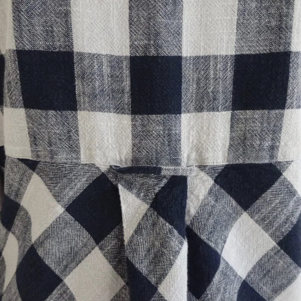 Next 12 shirt top casual cotton step hem boxy relaxed check long sleeved blue - Picture 7 of 12